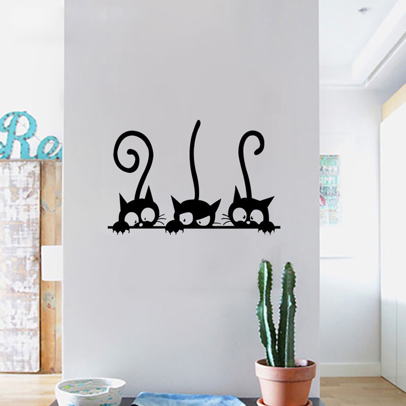 Baby Nursery Vinyl - Naklejki ścienne z trzema zabawnymi kotami,