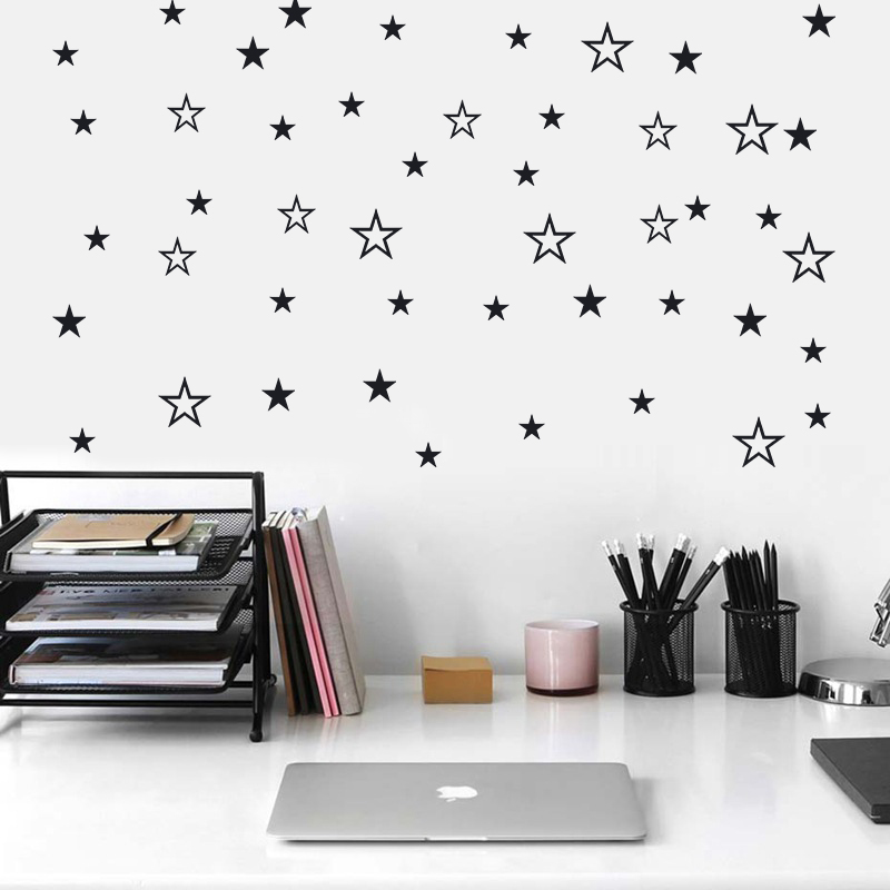 Baby Nursery Vinyl - Mixed Size Hollow Solid Stars Naklejka