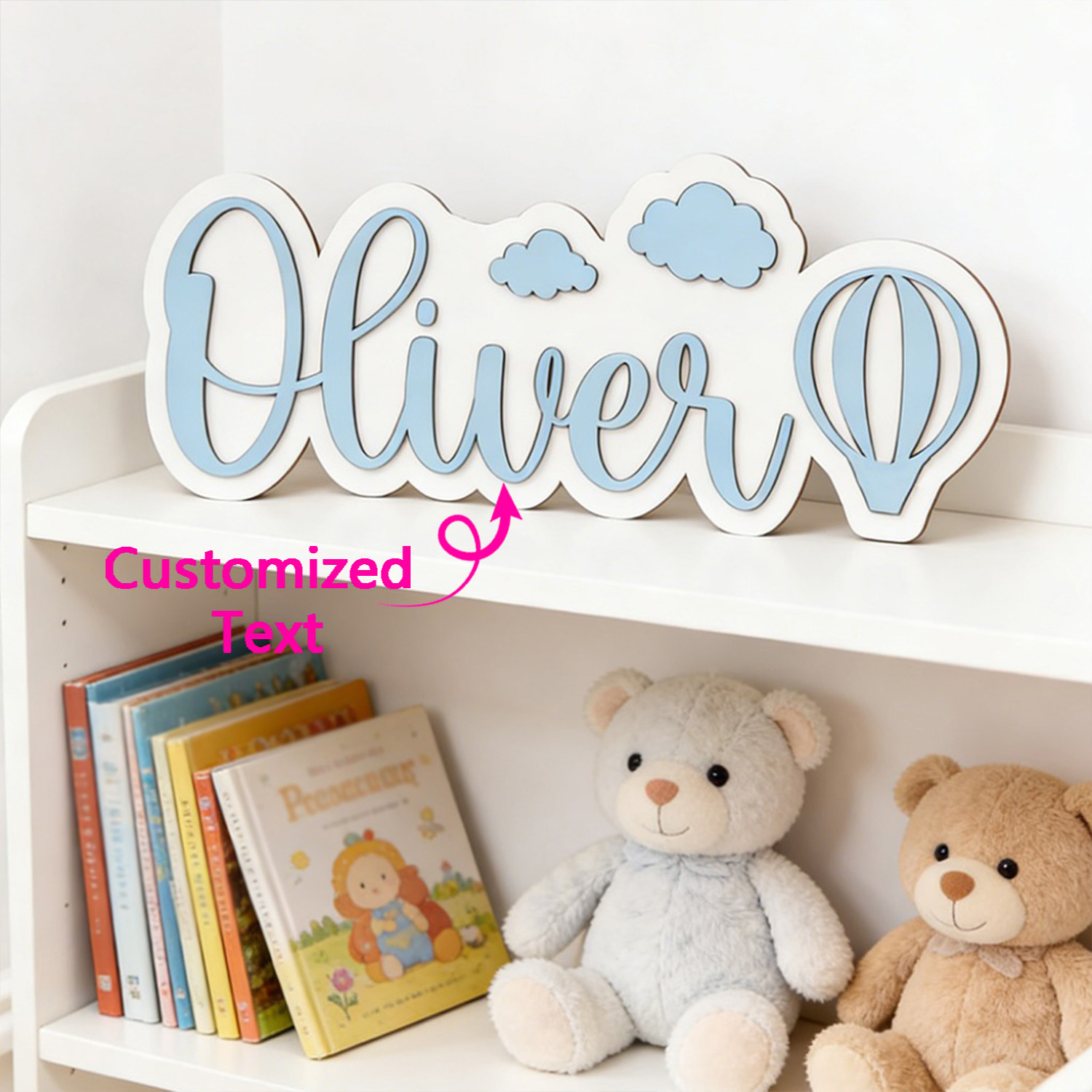 Baby Nursery Toy - Spersonalizowana tabliczka do pokoju z balonem