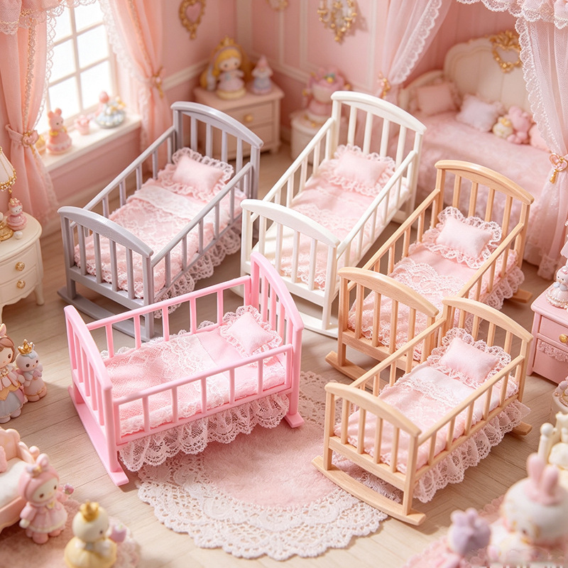 Baby Nursery Furniture Sets - Miniaturowe łóżeczko dziecięce do domku dla