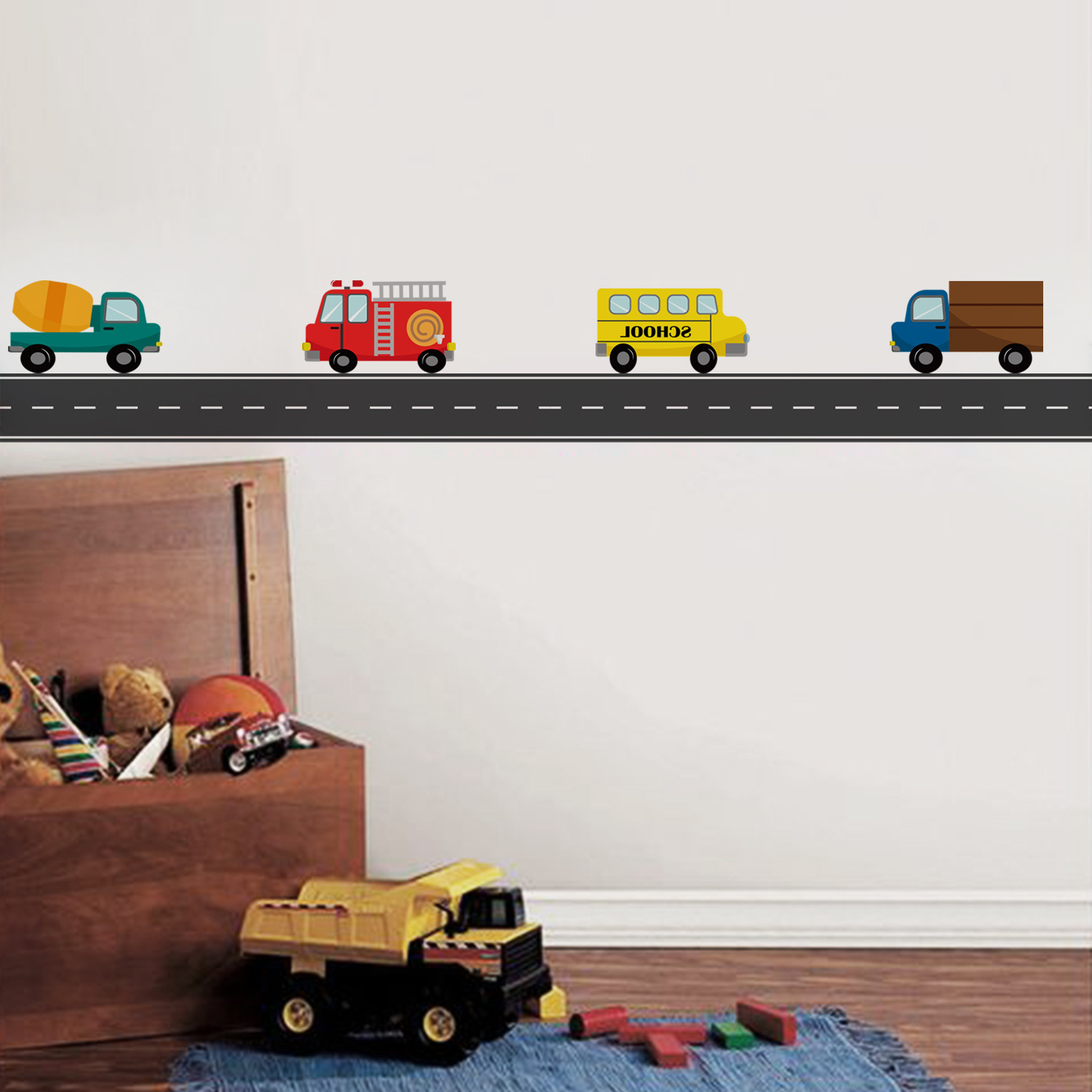 Cartoon Kids Transport Car Tru – Baby Nursery Vinyl recenzja i cena