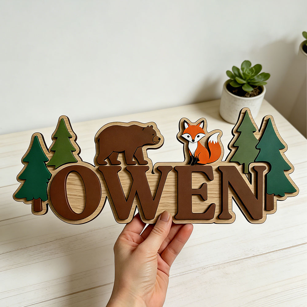 Personalizowana drewniana tabl – Baby Nursery Forest Theme recenzja i cena