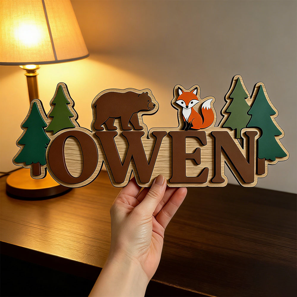 Personalizowana drewniana tabl – Baby Nursery Forest Theme recenzja i cena