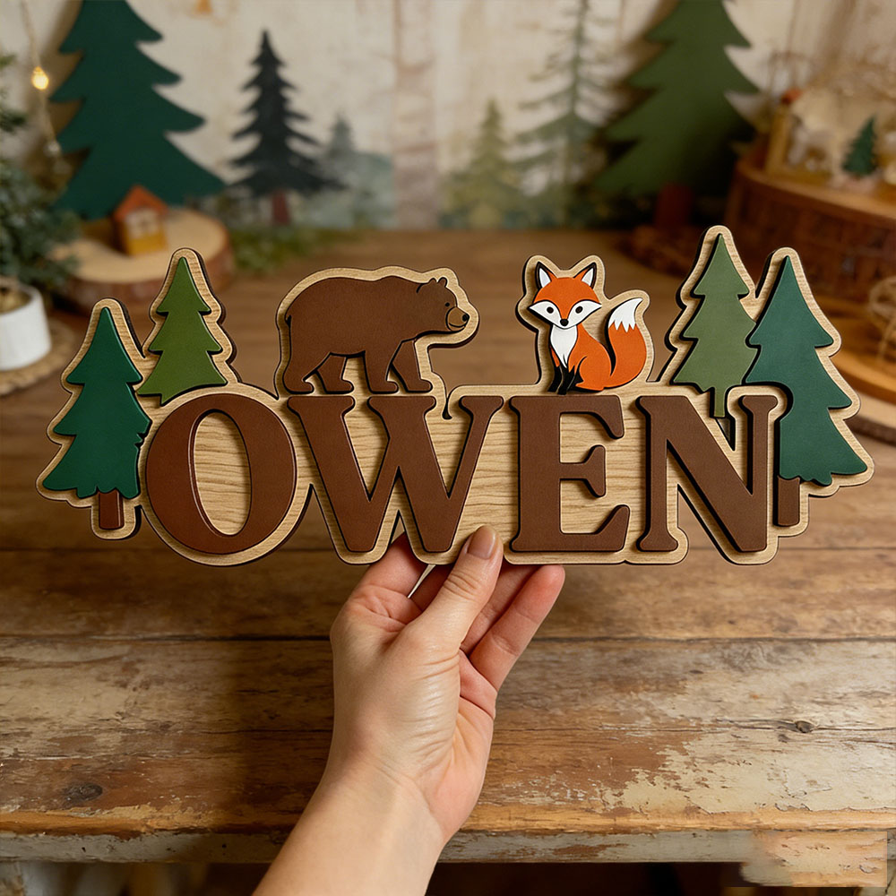 Personalizowana drewniana tabl – Baby Nursery Forest Theme recenzja i cena