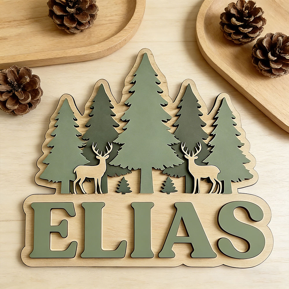 Drewniana tabliczka z imieniem – Baby Nursery Forest Theme recenzja i cena